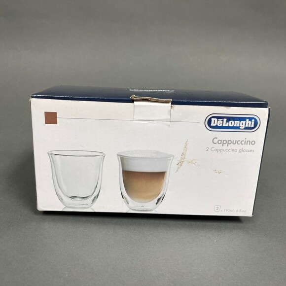 DeLonghi Cappuccino Glasses Clear Glass Double-wall Borosilicate Hand Blown - 2 - Picture 9 of 10